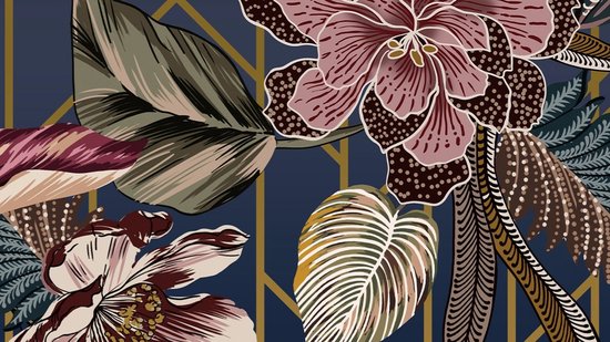 Pure dekbedovertrek bloemen - 1 persoons 140x200/220 cm - Donkerblauw - Microvezel van Merkloos — afbeelding 3