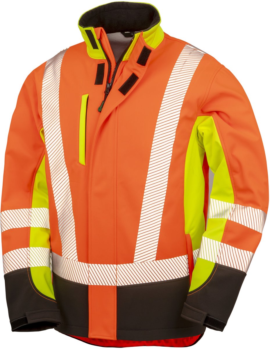 Result Recycled 3-Layer Printable 3-Tone Safety Softshell Jacket RT506 Fluorescent /Fluorescent Oranje