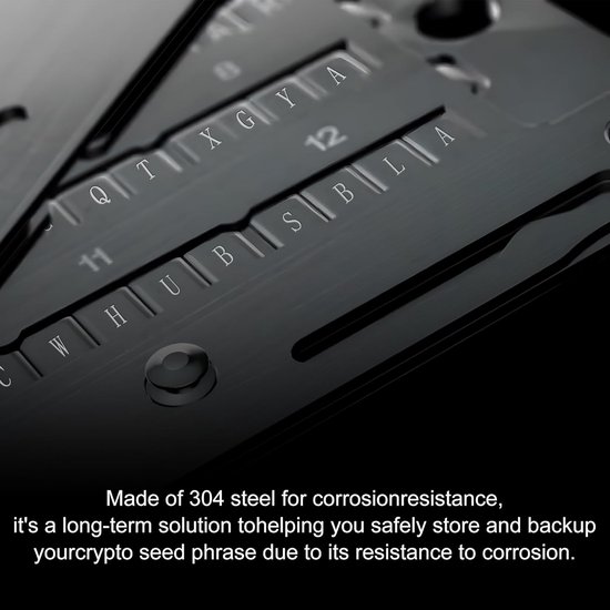 Veilige Crypto Seed Phrase Opslag - Roestvrij Stalen Back-up voor Bitcoin Portemonnees - 3 Platen voor 24 Woorden - Compatibel met BIP39 Hardware Portefeuilles — afbeelding 2