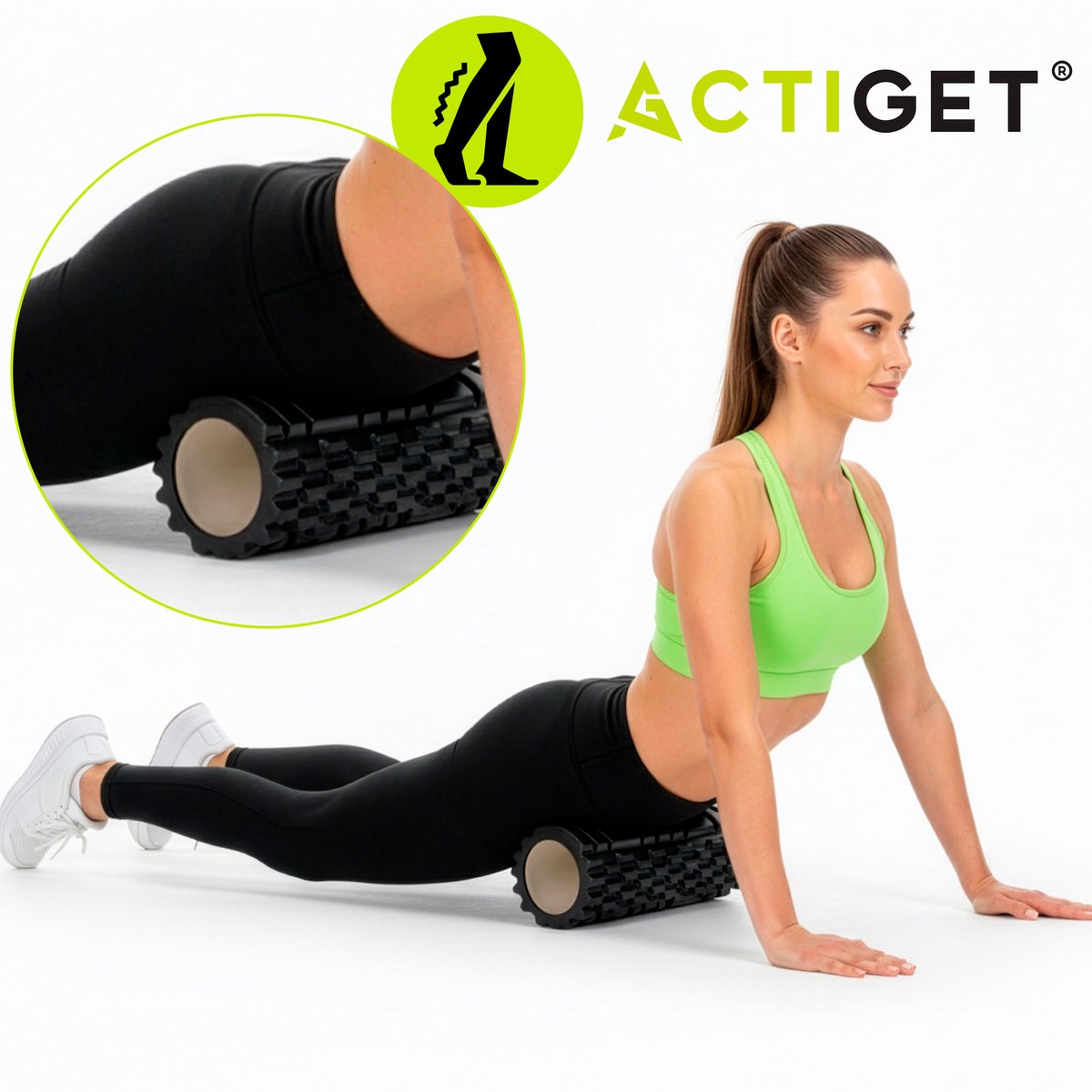 Actiget® Foam roller - Triggerpoint massage - Massage roller - 33 CM - Medium Hard - Zwart thumbnail 3