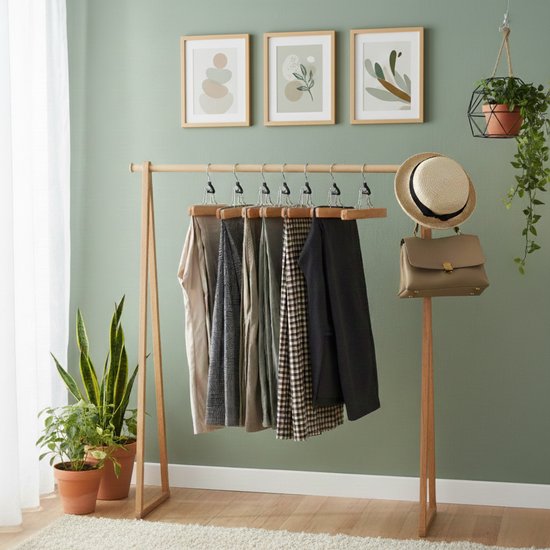 Lot de 12 cintres pour pantalons ou jupes en bois massif - Avec protection antidérapante en feutre à l'intérieur - couleur bois naturel