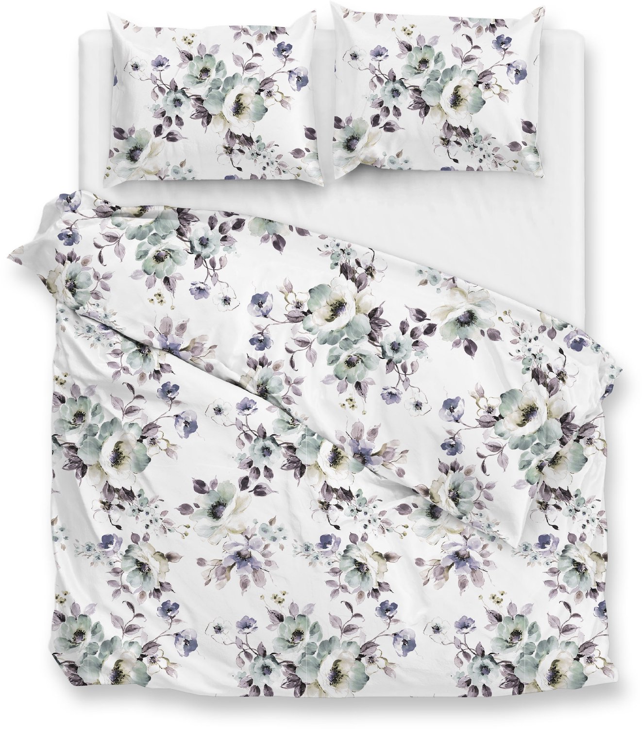 Zohome Dekbedovertrek Celia - Bedlinnen met Bloemen print - Wit - Dekbedhoes van 100% Katoen-Flanel, foto 2