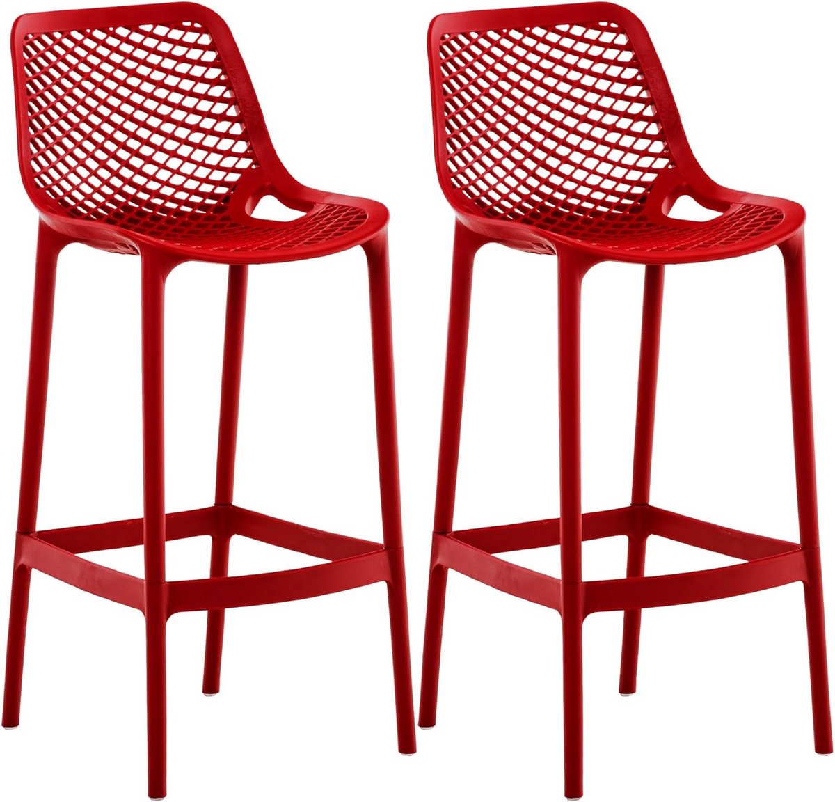 Set van 2 moderne barkrukken in rood - Ergonomisch en waterafstotend