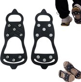 Fesoar stijgijzers voor laarzen, ijs tractie Cleats anti-slip op schoenen/laarzen 10 noppen sneeuw ijs stijgijzers Spikes (M
