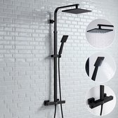 Auralum max Compleet Douchesysteem - Regendouche met Thermostaatkraan - Regendoucheset - RVS - Doucheset - 10 inch Douchekop - Verstelbare hoogte 110-137cm - Zwart