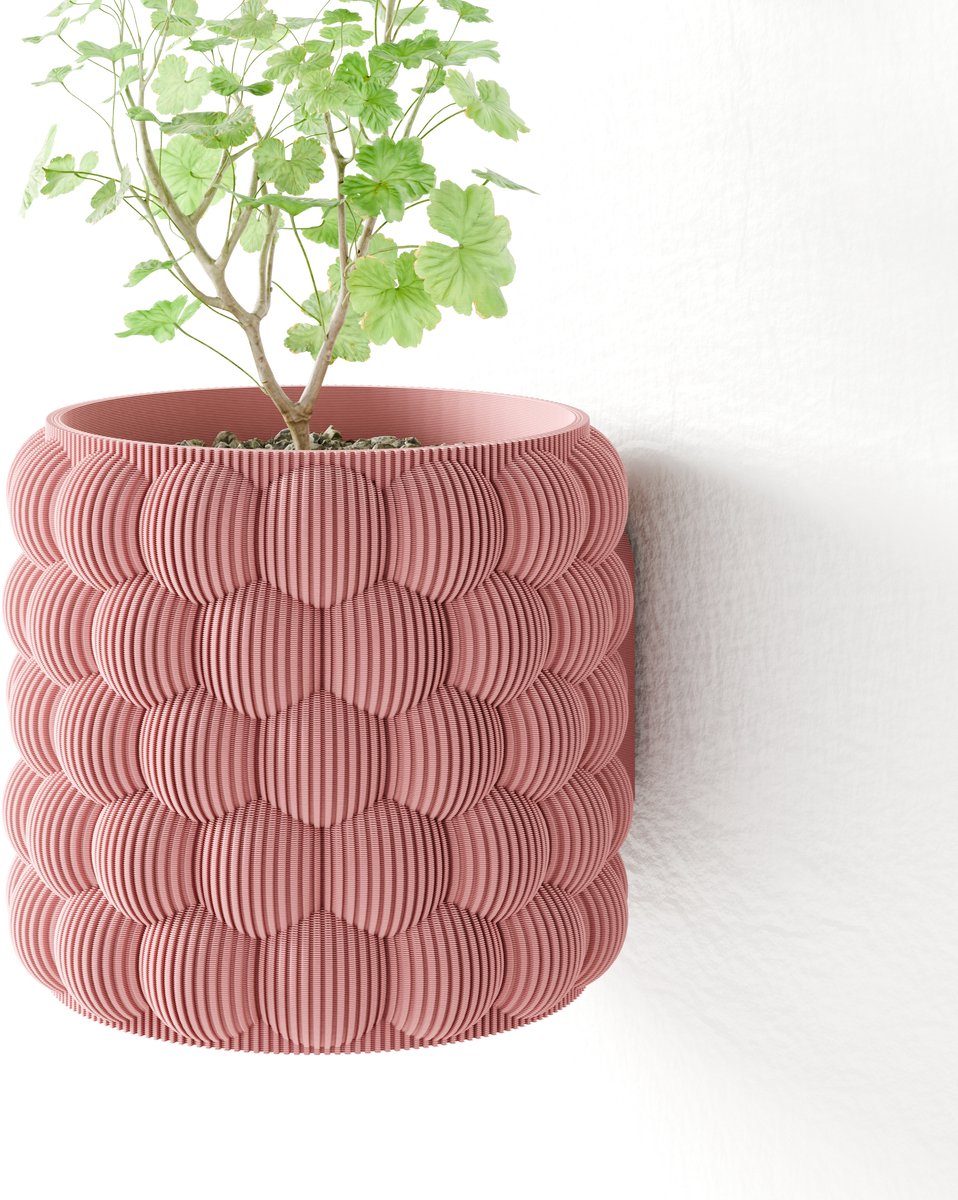 Fleuriek - Hangpot voor aan de muur - Roze Hangende bloempot voor plantenwand - Decoratieve wandpot binnen - Decoratieve wandpot binnen, plantenpot - D12 cm - Roze