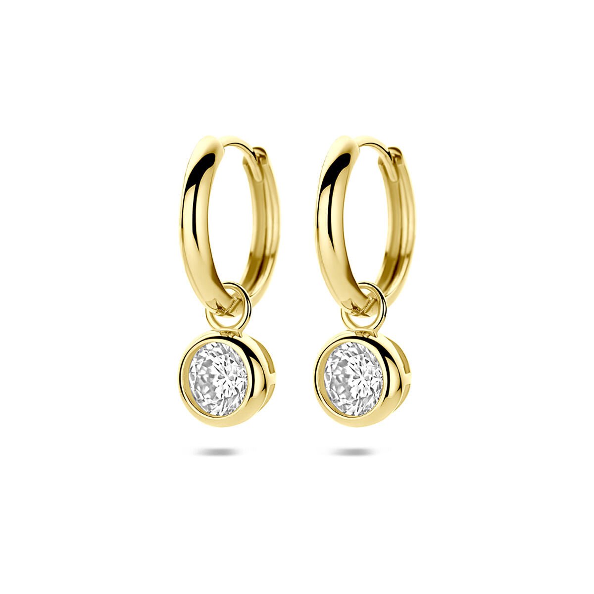 14K Geelgouden oorringen zirkonia 20 mm - 4035156