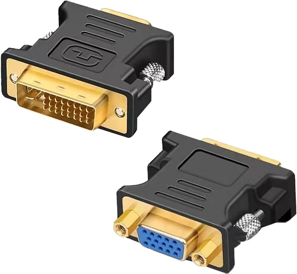 2 Stuks DVI naar VGA Adapter - 1080p Video Converter voor Monitoren en Projectoren