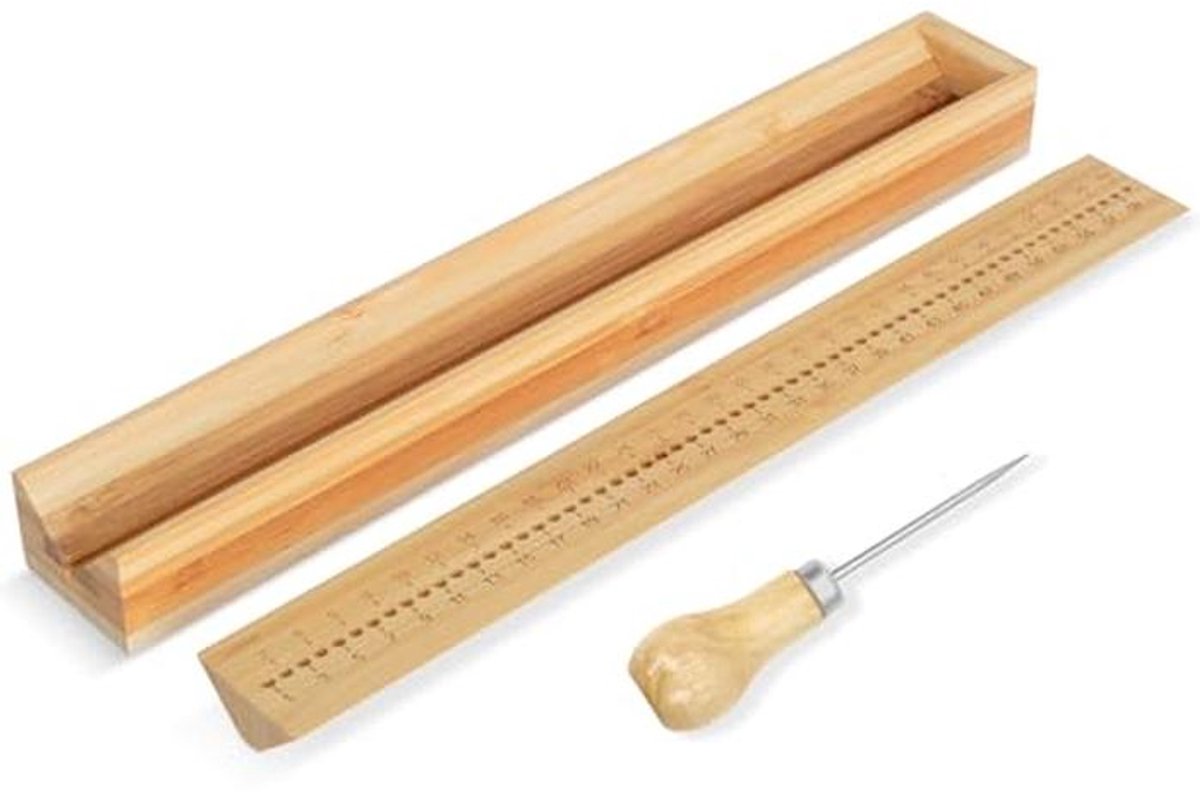 Houten Boekbinder Snijmallen 32 cm met Boor – Ambachtelijke Snijgereedschappen en Boekbindaccessoires