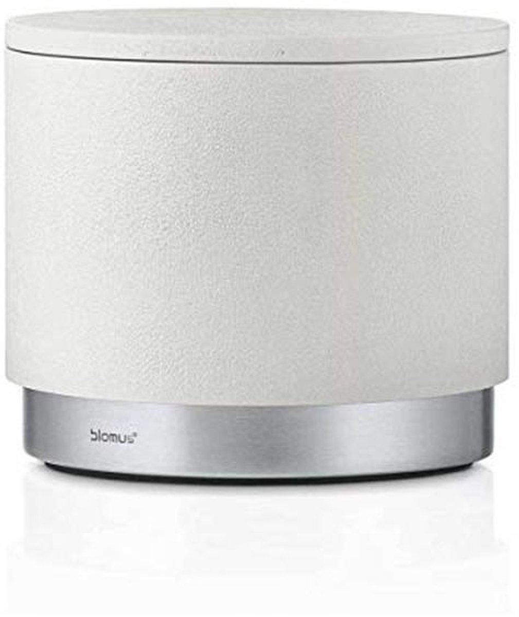 Tijdloze witte bewaarbox van polystone en roestvrij staal - Trendy sieradenhouder en badkameraccessoire (H x B x D: 8,5 x 10 x 10 cm)