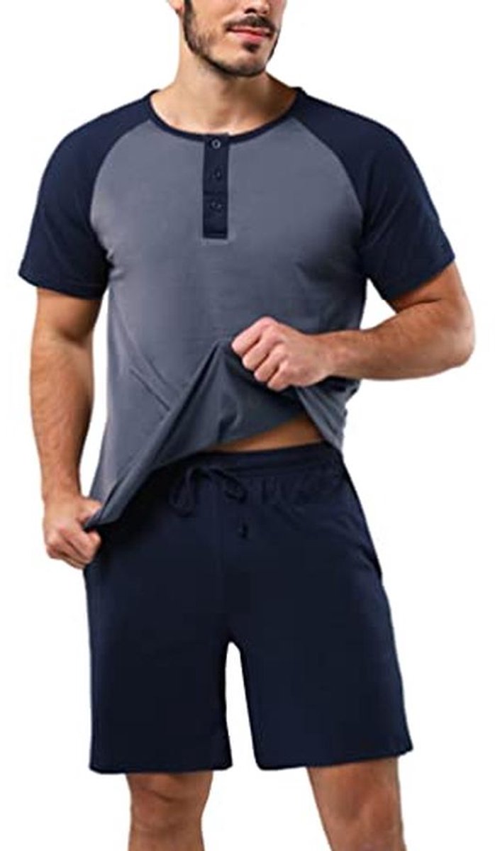 Korte Herenpyjama van Katoen - Comfortabele Loungewear met T-shirt en Broek