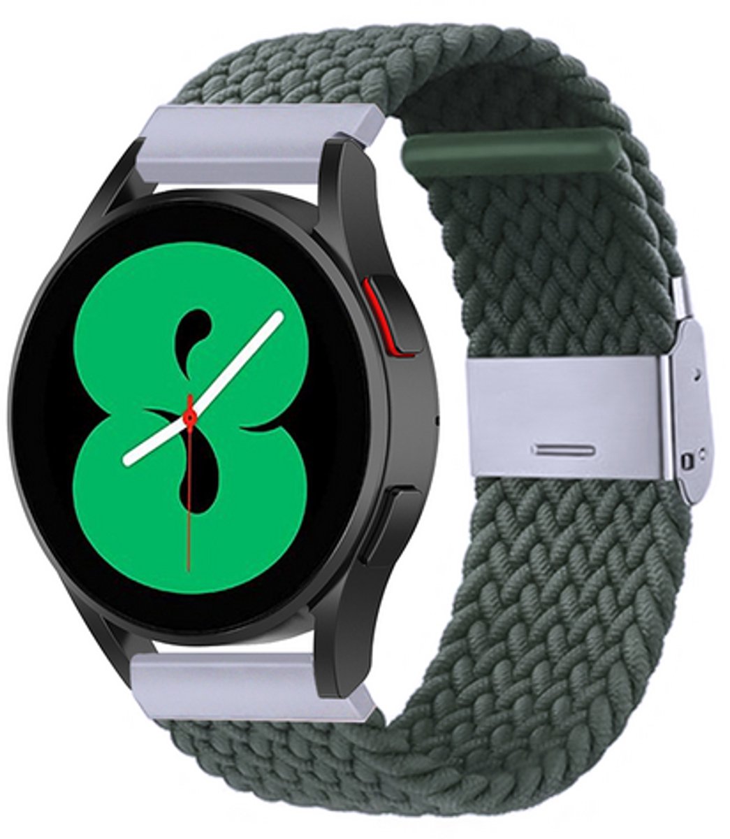 By Qubix - geschikt voor Huawei Watch 5 - 42mm - Braided nylon bandje - Donkergroen