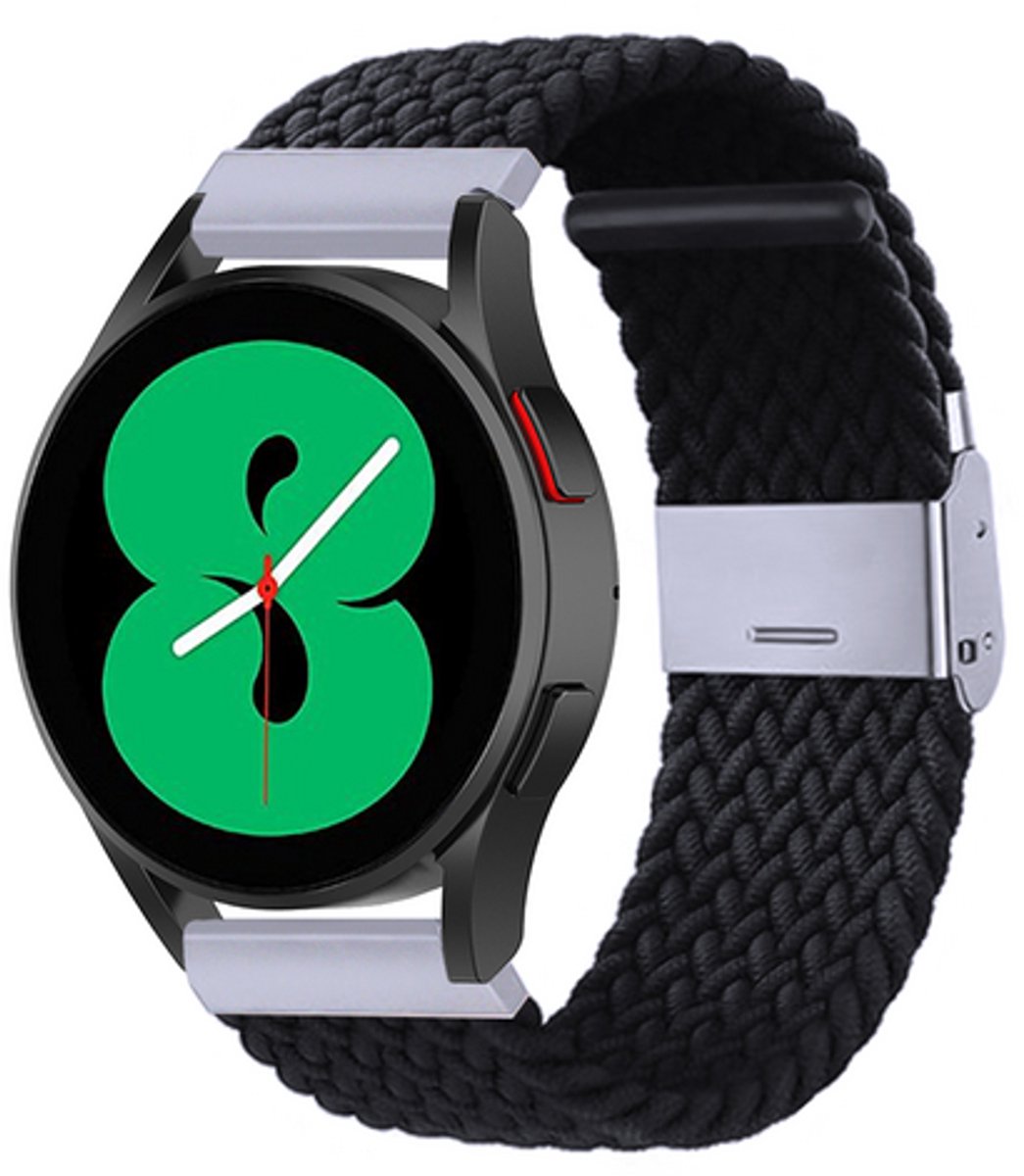 By Qubix - geschikt voor Huawei Watch 5 - 42mm - Braided nylon bandje - Zwart