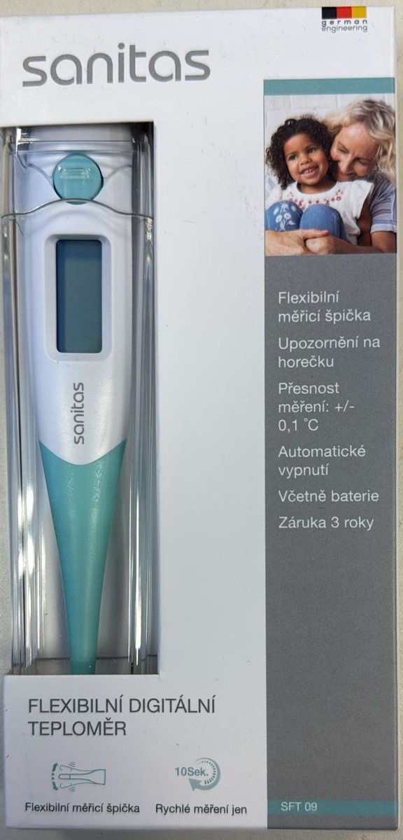 Sanitas Koortsthermometer SFT 09 - Lichaamsthermometer - Digitale thermometer met flexibele tip - Voor Rectaal of Oraal gebruik - Baby Thermometer