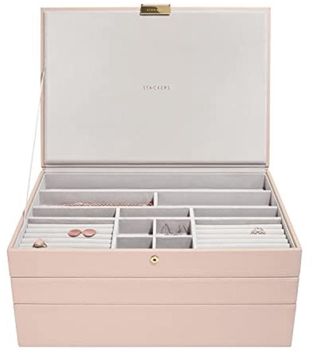 Supersize sieradendoosje set van 3 in blush en champagnegoud