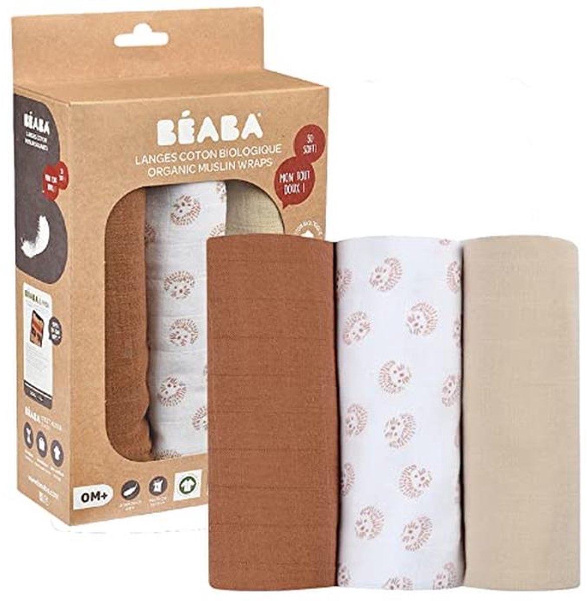 Set van 3 multifunctionele babydoeken van biologisch katoen – 70 x 70 cm, ultrazacht, ademend en milieuvriendelijk