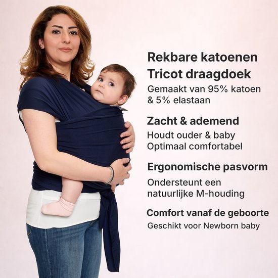 Baby Garden draagdoek donkerblauw - Ergonomisch - Original - Gratis slabbetje van $ — afbeelding 4
