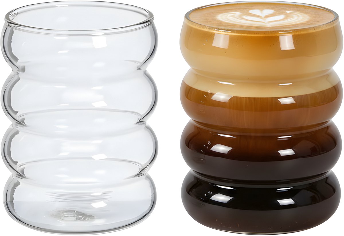 Vamora Vaneo - Koffie Glazen - Thee glazen - waterglazen - Latte macchiato glazen - Matcha - cappuccino - transparant - set van 2 stuks - 300 ml