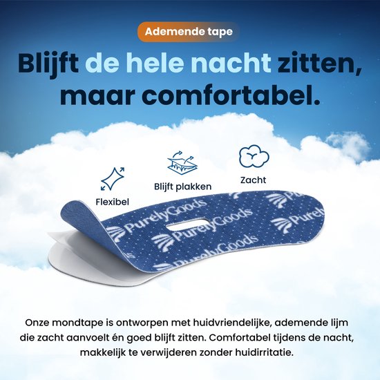 PurelyGoods® Lot Bandelettes Buccales & Bandes Nasales – Anti-Ronflement – Mouth Tape – Patchs Nasaux – Écarteur Nasal – Hypoallergénique – Doux pour la Peau – 2 x 33 Pièces