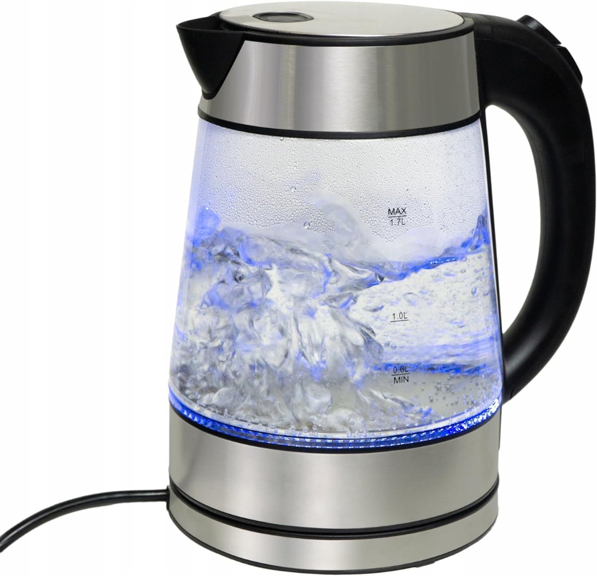 SNJY® Waterkoker Glas - Glazen Waterkoker - Waterkoker Plasticvrij - 1,7 L - 2200 W - Zilver
