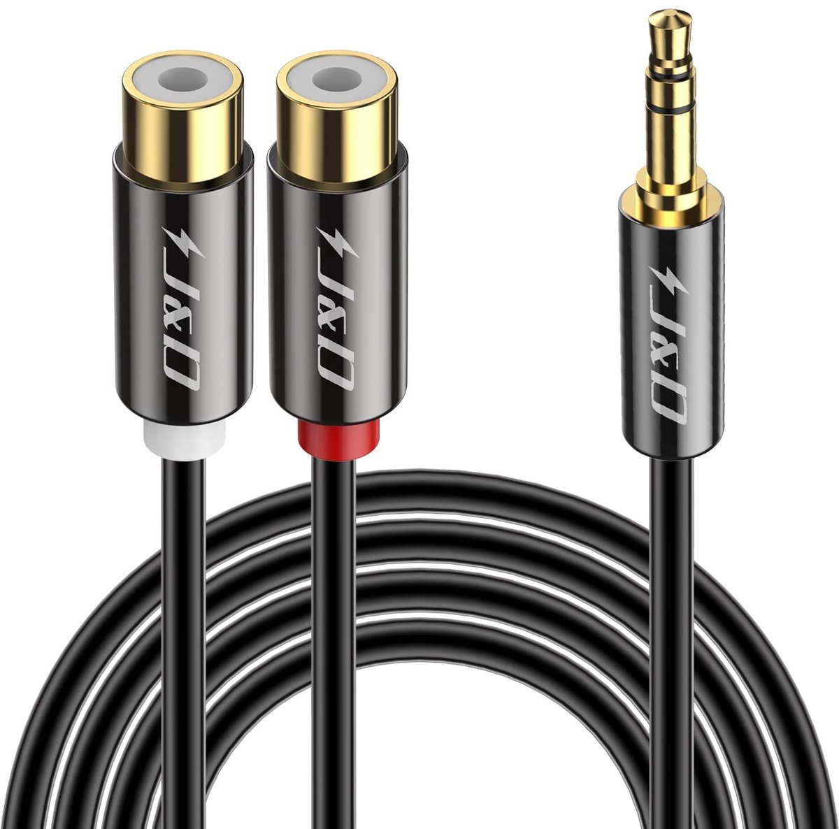 3.5mm naar 2 RCA Kabel - Vergulde Koperen Stekker Stereo Audio Adapter - 2.1 Meter