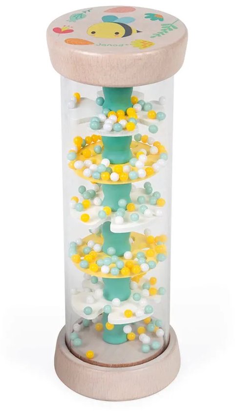 Janod Pure - Regenkoker - Met Prachtige Natuurillustraties - De Balletjes Doen Je Denken Aan Het Zachte Geluid Van Regendruppels - Geschikt Vanaf 6 Maanden