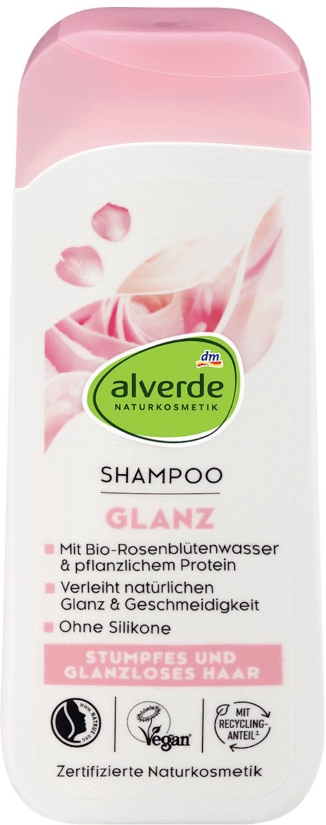 Alverde NATURKOSMETIK Glansshampoo met rozenwater & plantaardige proteïne 200ml