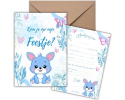 Uitnodiging Kinderfeestje 10 Kaarten + Enveloppen - Tuki - Jongen & Meisje – Uitnodigingskaarten - Beschrijfbaar - Verjaardag Kind