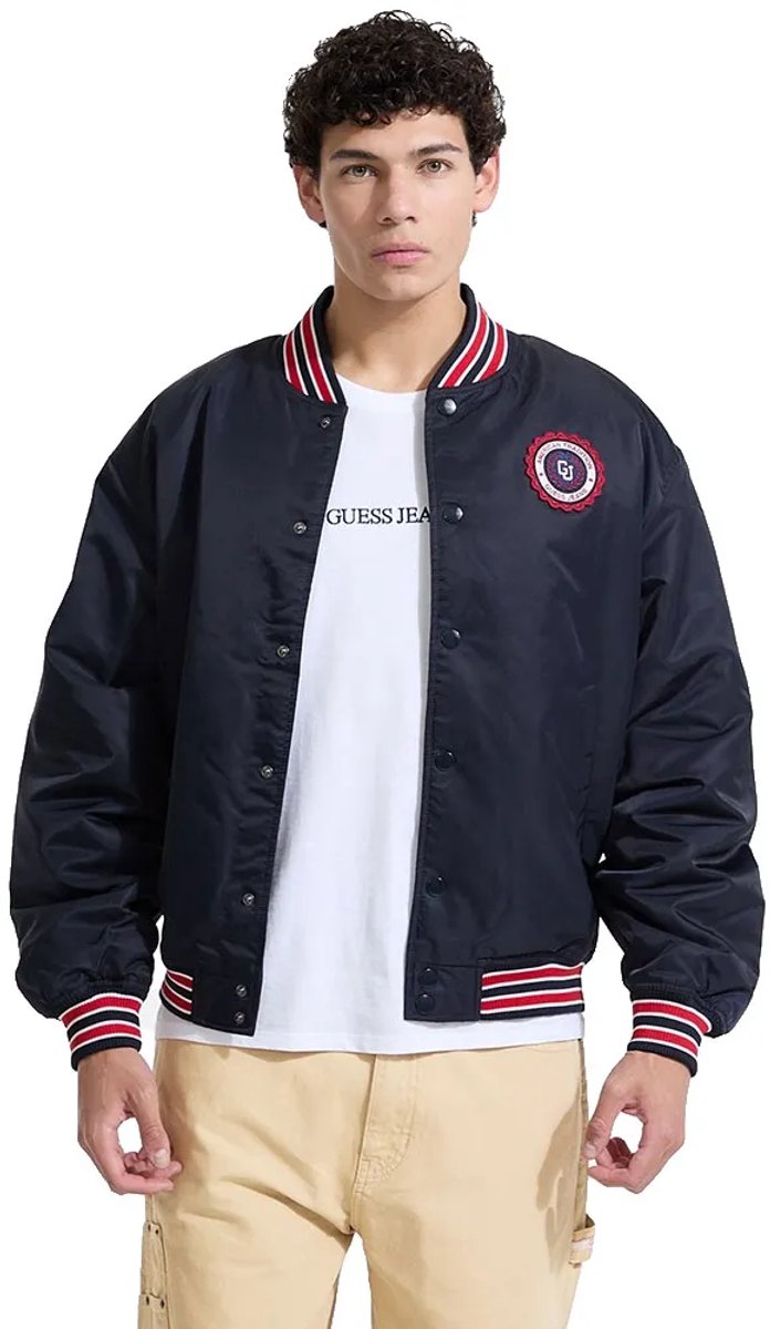 Guess Jeans Varsity Embro Patch Jas Blauw S Man