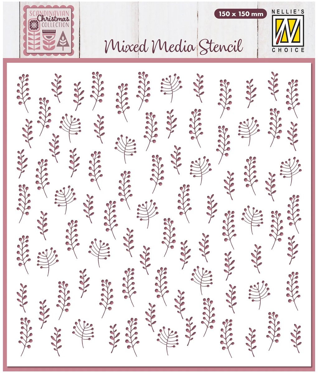 MMS4K-075 Nellie Snellen Mixed Media Stencil Leaves - sjabloon - bladeren blaadjes blad