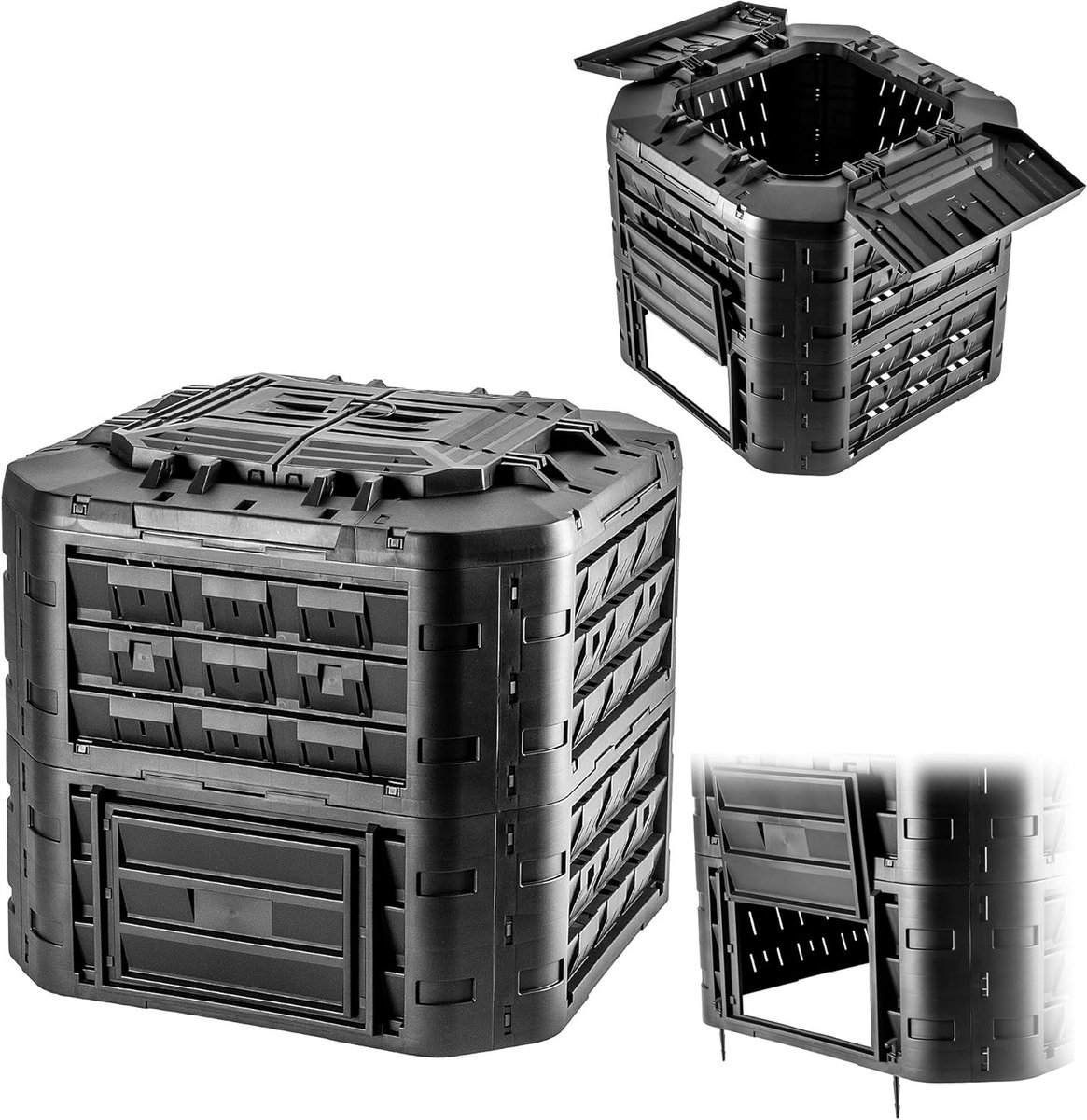 Modulaire Compostbak met Ventilatie en Irrigatie - Kunststof Compostcontainer 650L