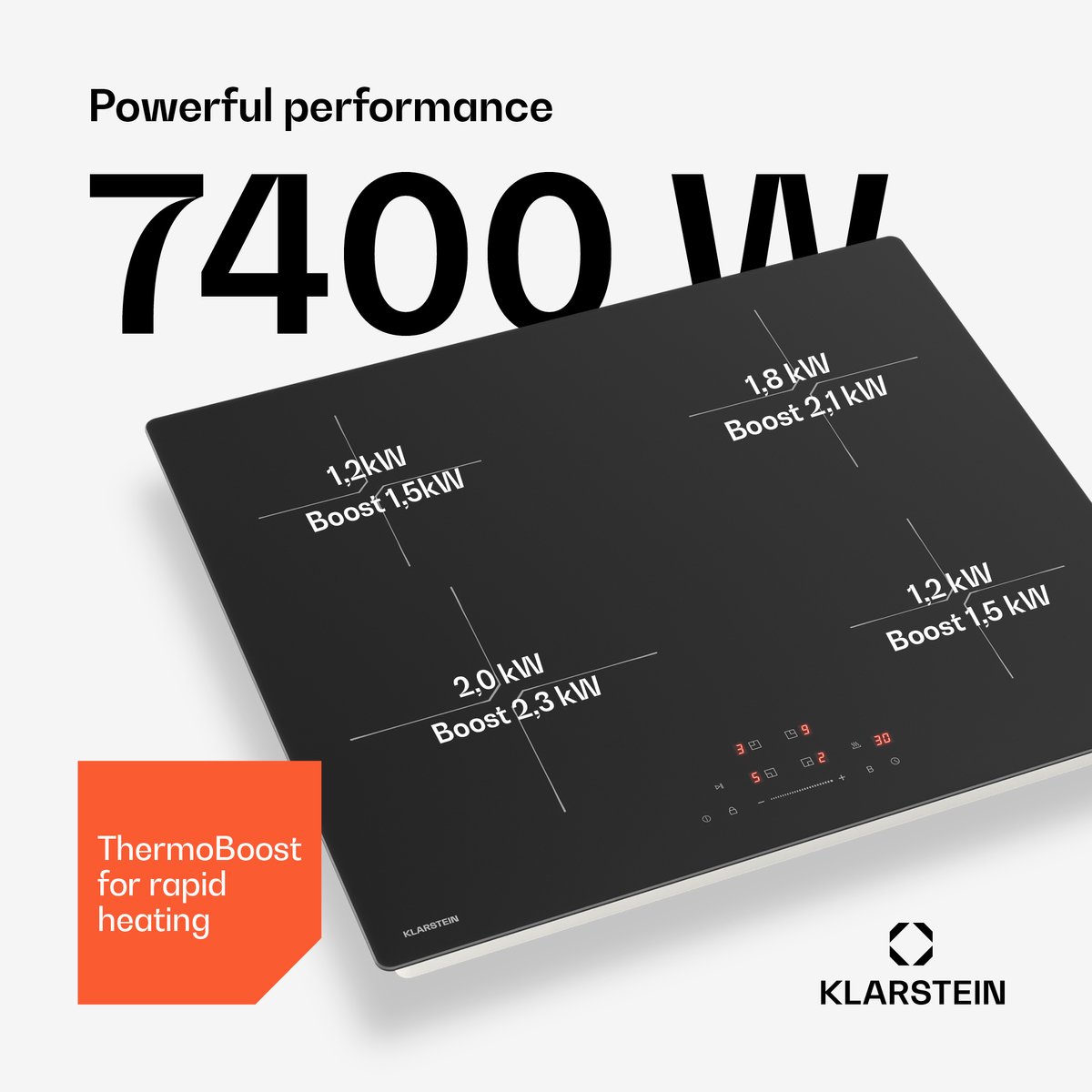 Klarstein Inductiekookplaat PowerGlide - 60 cm inbouw, 4 zones, 7400 W boost, touchslider, timer, kinderslot, krasvast mat glas, restwarmte-indicator, inductiekookplaat - Kookveld - Induction Hob - Inductie Kookveld