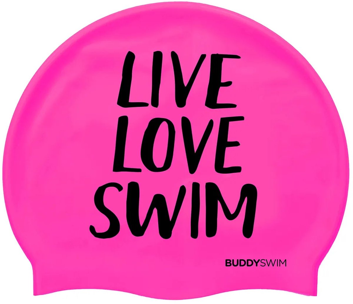 Buddyswim Live Love Swim Silicone Zwembadmuts Roze