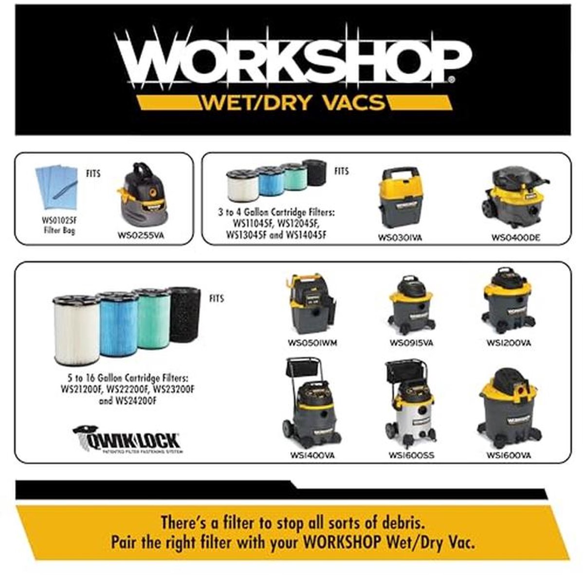 Stofzuigerzakken voor Nat/Droog Gebruik - Fijnstof Collectie voor 12 tot 16 Gallon Shop Vacuums (2-Pack)