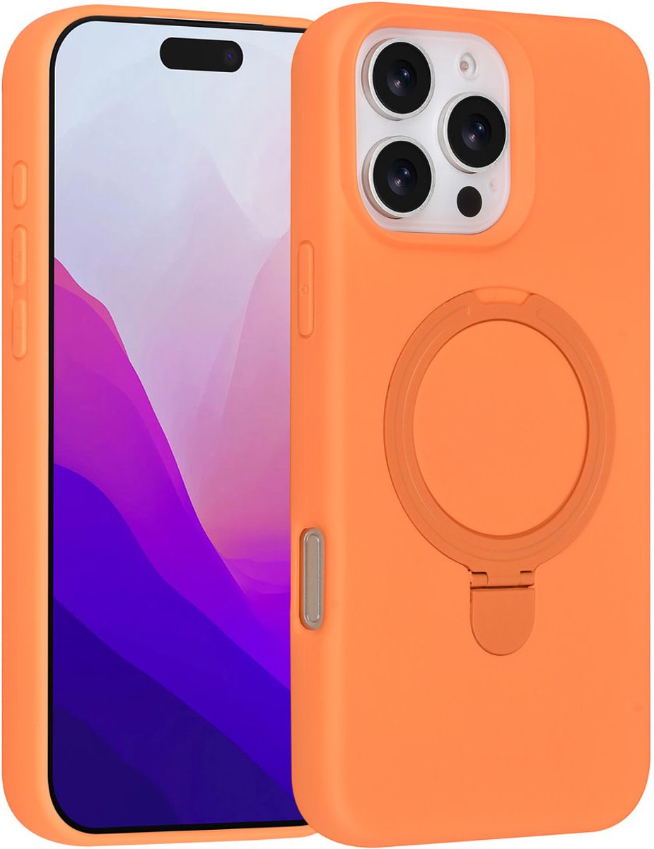 TUNIQ telefoonhoesje voor Apple iPhone 16 Pro Max - MagSafe met ringstand en koord - Oranje