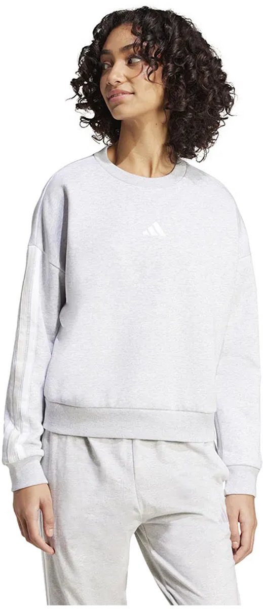 Adidas Essentials 3 Stripes Fleece Sweatshirt S Vrouw Grijs
