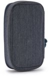 Donkerblauwe denim etui met rits, de zijkant.