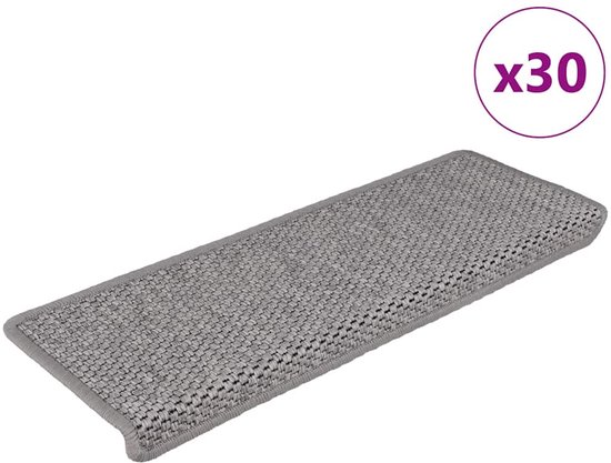 Grijze sisal-look trapmat, 30 stuks, met gebogen voorkant.