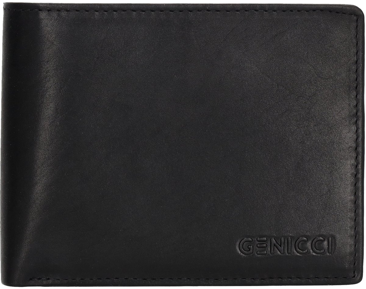 Genicci Portemonnee / Portefeuille - Billfold - Leer - Noble - Zwart