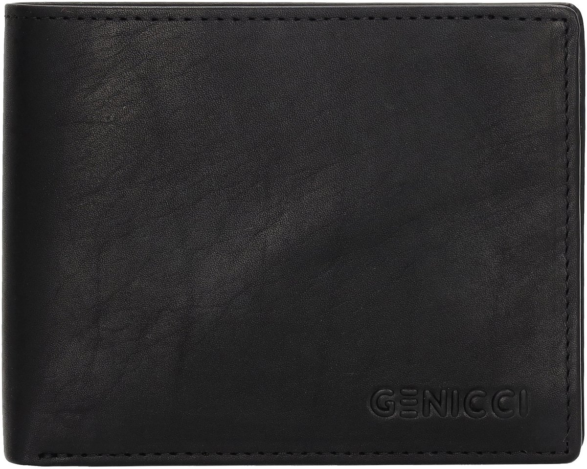Genicci Portemonnee / Portefeuille Heren - Billfold - Leer - Noble - Zwart