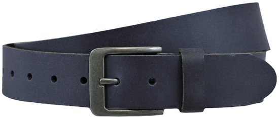 Houtkamp Unisex Leren Riem Blauw – 4 cm Brede Jeansriem met Moderne Gesp – Echt Leer voor Dames & Heren - Lengte totaal 130 cm / Riemmaat 115