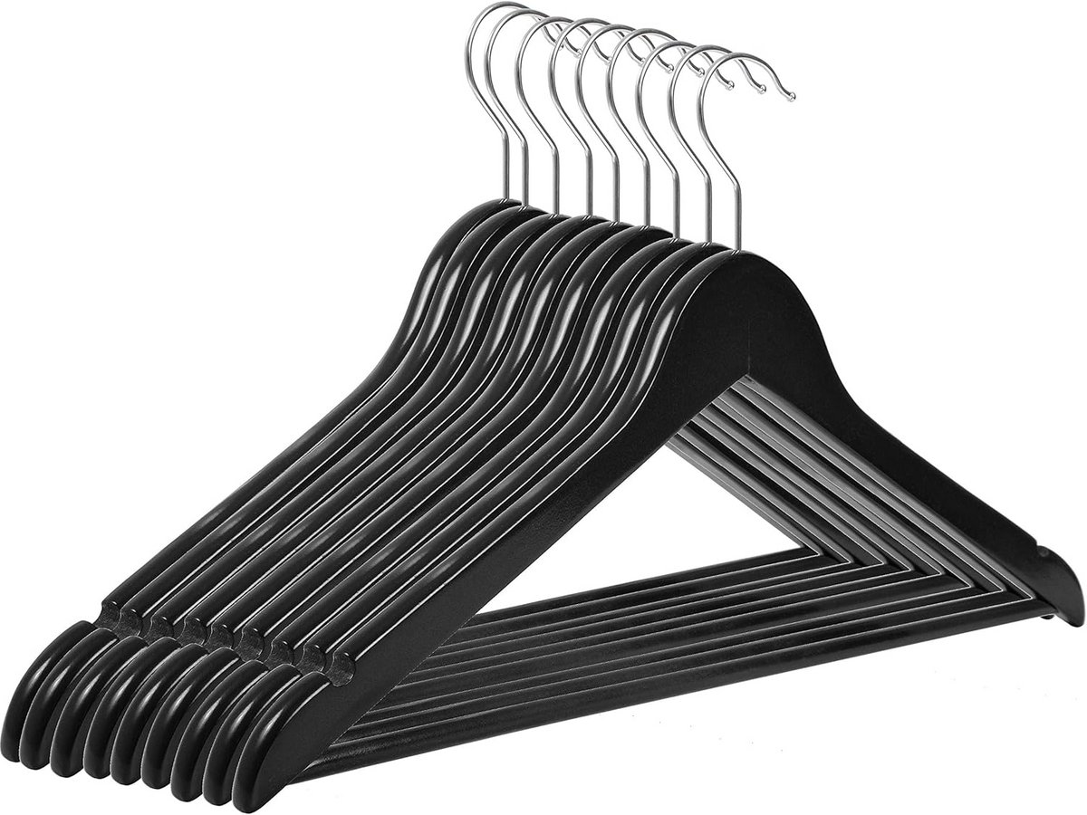 Houten Kleerhangers met Draaibare Haak - 10 tot 100 Stuks - Zwart