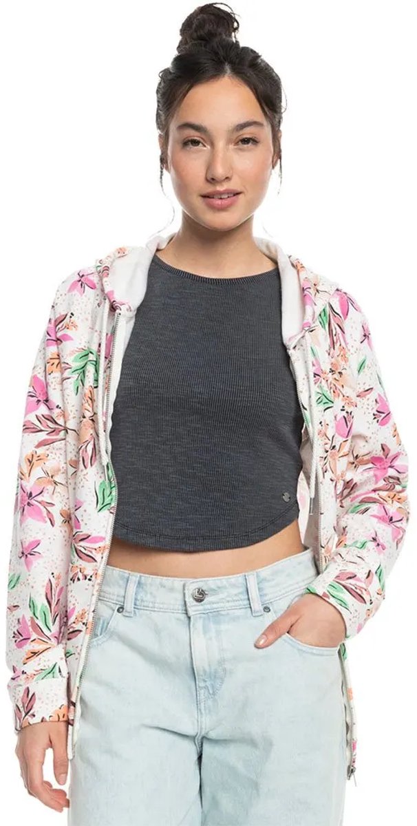 Roxy Dive Deep Hoodi Sweatshirt Met Rits XS Vrouw Wit