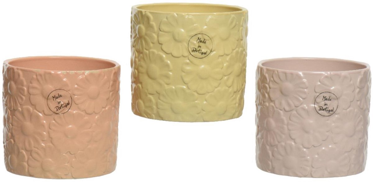 Decoris bloempot keramiek kleurrijk rond Ø12.8x13.1cm binnen.