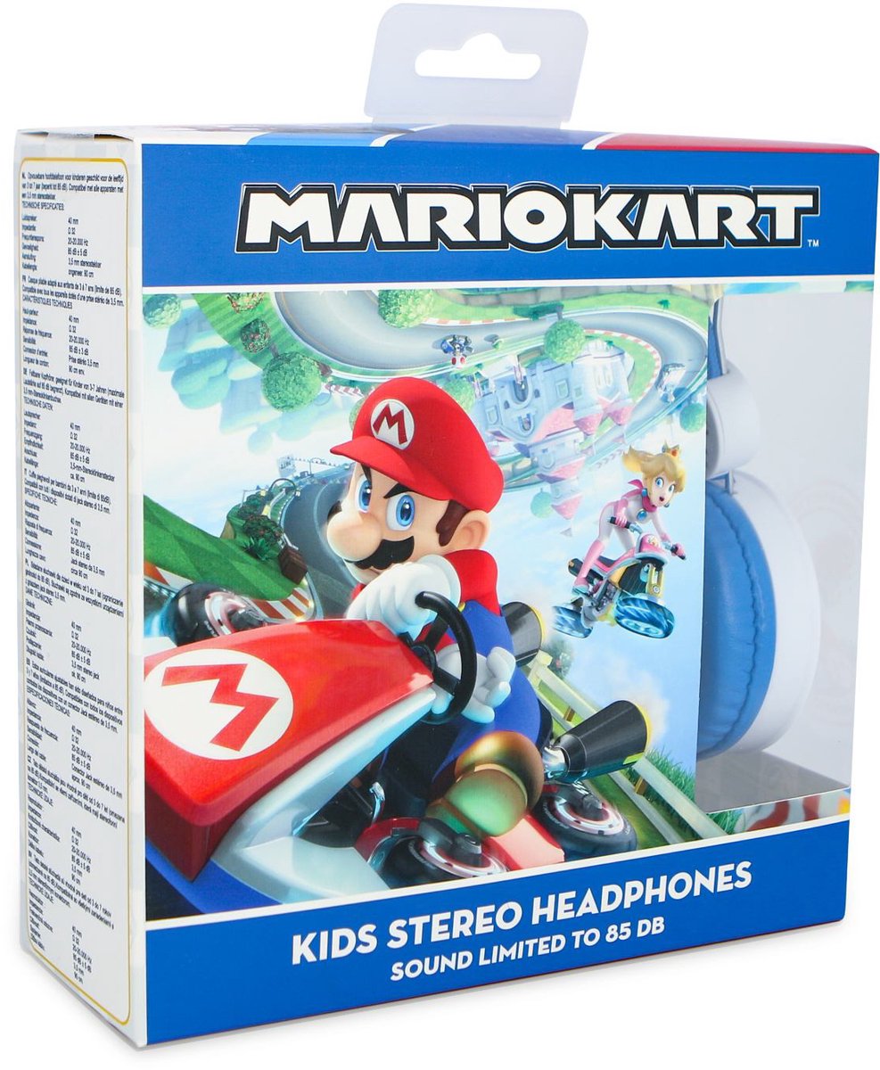 Super Mario Kart - Koptelefoon voor kinderen 3-7 jaar - Wit / Blauw
