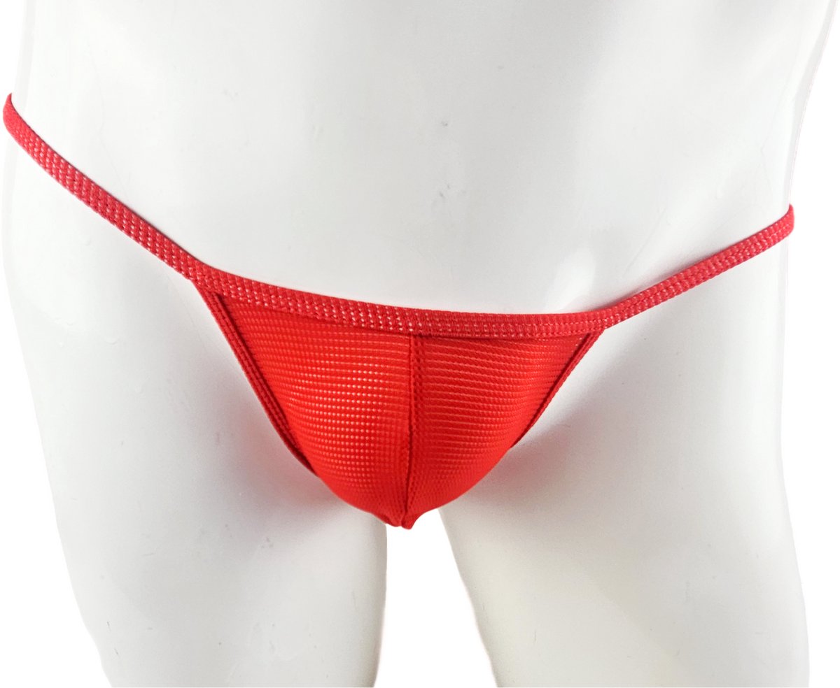 BamBella ® - ondergoed - maat Onesize S M L - String heren Rood Blauw kant mannen