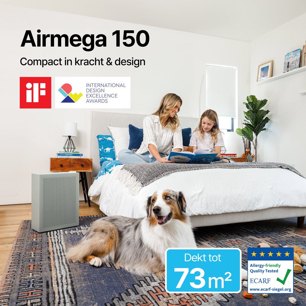 Coway Airmega 150 Luchtreiniger - Air Purifier - 281 m³/u - Wasbaar pre-filter + HEPA filter + koolstoffilter - Verwijdert tot 99,97% van ultrafijne deeltjes - Tegen stof, pollen en allergenen - Fluisterstil (20 dB) - ECARF & Quiet Mark - Groen – foto 8