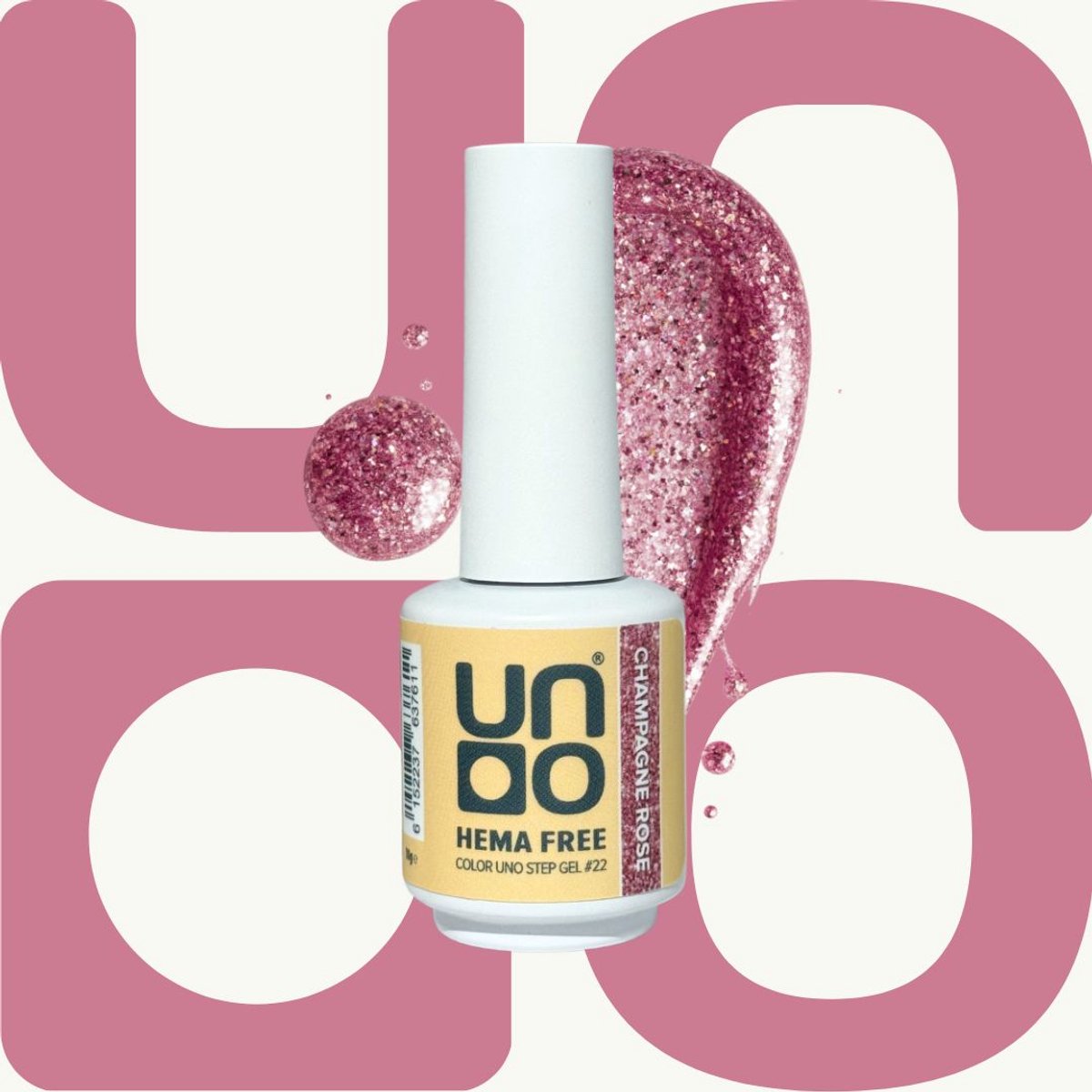 UNO One Step Gel – 3-in-1 Gellak – Base + Kleur + Top in één – HEMA-vrij – Champagne Rose (roze glitter) – 10g