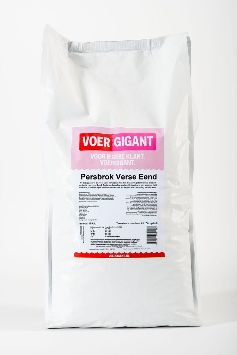 Voergigant Voergigant - Hondenvoer - Verse eend - 15 kg