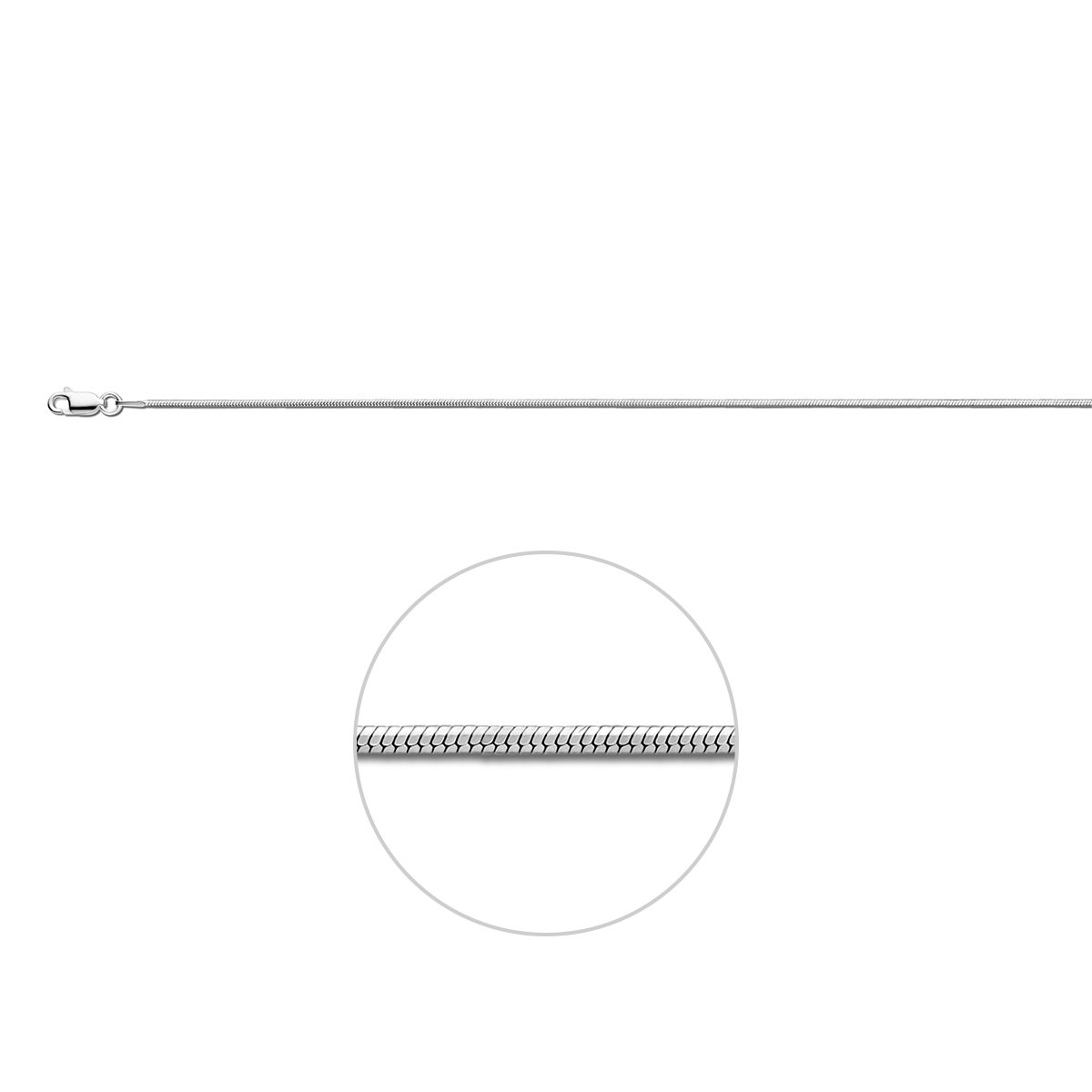 Glams ketting slang 8 zijdes geslepen 1,0 mm - Zilver